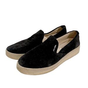 Prada Suede Slip On Sneakers in Black